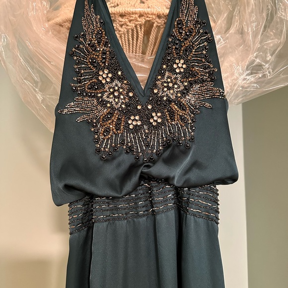 NWT Free People & Candela Satin Jeweled Maxi Gown Size 6 - Picture 9 of 12